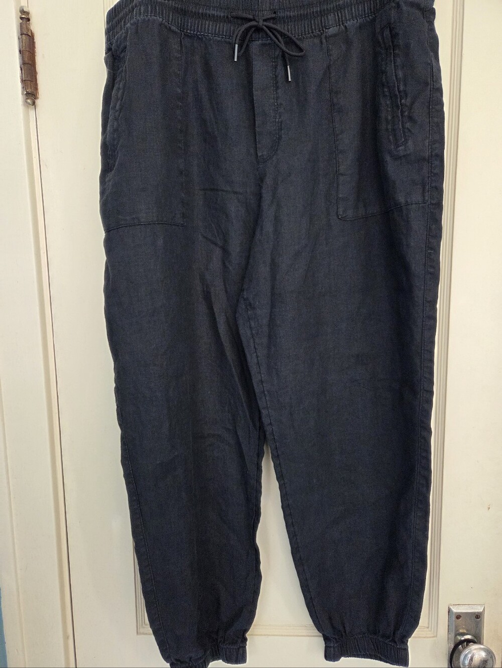 Athleta Black Elastic Waist Linen Joggers Sz XL